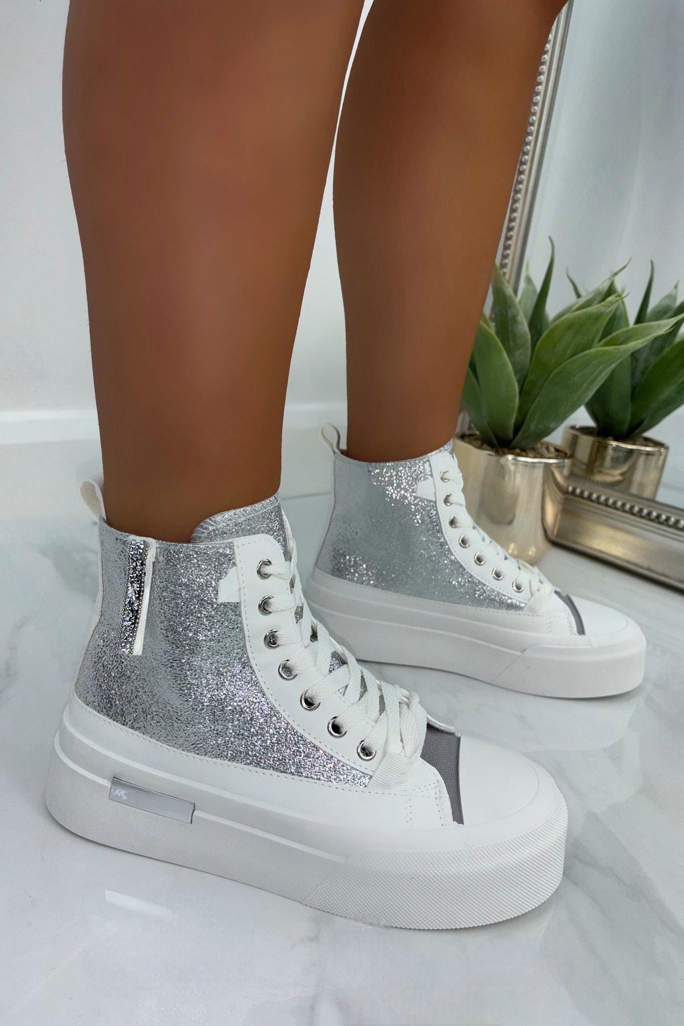 Crystal Metallic Glam High Top Trainers